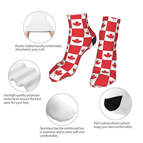 Wangqiuying19 - Calcetines cortos clásicos para deporte, diseño de bandera de Petro-Canadá, color rojo