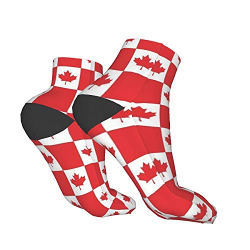 Wangqiuying19 - Calcetines cortos clásicos para deporte, diseño de bandera de Petro-Canadá, color rojo