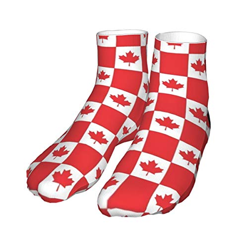 Wangqiuying19 - Calcetines cortos clásicos para deporte, diseño de bandera de Petro-Canadá, color rojo