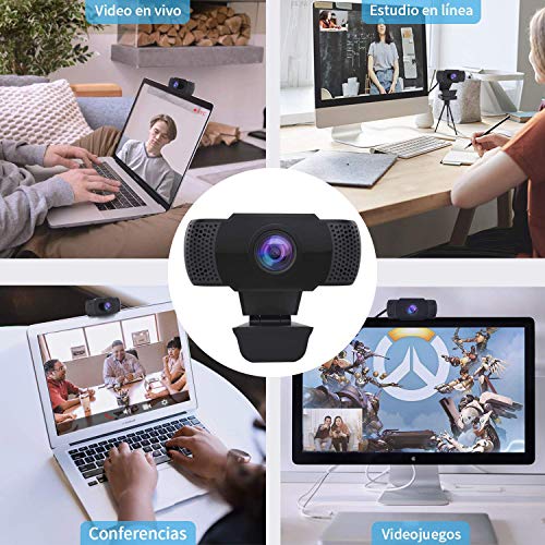 Wansview Webcam PC Full HD 1080P con Micrófono, Webcam Portátil para PC, Webcam USB 2.0, Streaming Cámara Reducción de Ruido para Videollamadas, Grabación, Conferencias con Clip Giratorio