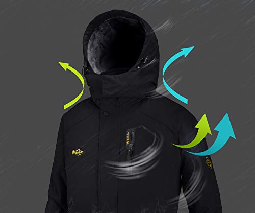Wantdo Anorak Ski Nieve Deportiva Capucha Invierno Hombres Negro Medium