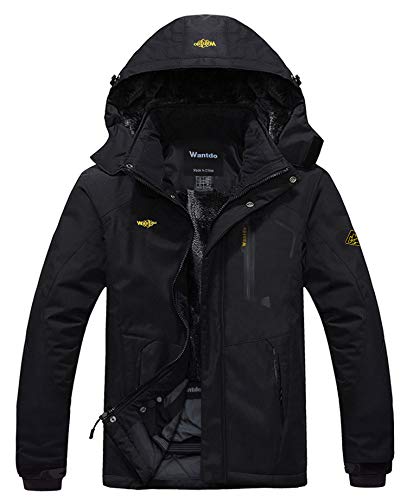 Wantdo Anorak Ski Nieve Deportiva Capucha Invierno Hombres Negro Medium