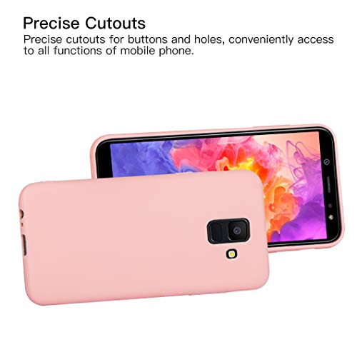 Wanxideng - 6X Funda para Compatible con Samsung Galaxy A6 2018, Carcasa Suave Mate en Silicona TPU - Soft Silicone Case Cover [ Negro+ Rojo+ Azul Oscuro + Rosa + Verde Menta + Traslucido ]