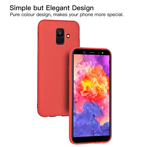 Wanxideng - 6X Funda para Compatible con Samsung Galaxy A6 2018, Carcasa Suave Mate en Silicona TPU - Soft Silicone Case Cover [ Negro+ Rojo+ Azul Oscuro + Rosa + Verde Menta + Traslucido ]