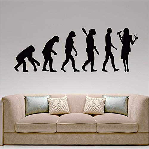 Waofe Evolution Peluquería Peluquería Peluquería Etiqueta de la pared Etiqueta de vinilo Decoración de la pared extraíble impermeable calcomanía 58 * 21 cm