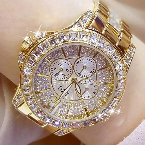 Warmwin Relojes de Moda para Damas y Relojes de Diamantes para Damas Top Damas Casual Damas Pulsera Relojes de Cristal-S ilver