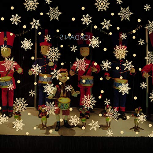 WARMWORD Pegatinas de Navidad Copos Nieve Pared calcomanías Ventanas escaparate Tienda decoración combinación Dorada Copo en Forma para Vinilo extraíble Mural artísticas Regalo