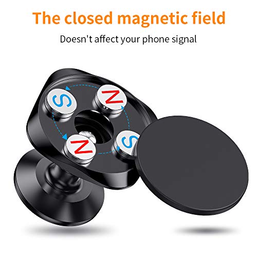 Warxin Soporte Magnético Movil Coche, Mini Móvil Coche Iman para Salpicadero 360° Rotación Universal Soporte Teléfono Magnético Sostenedor para iPhone Samsung Móviles Dispositivo GPS