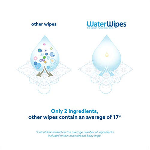 WaterWipes Toallitas para Pieles Sensible de Bebé, 99.9% agua purificada, 4 paquetes x 60 toallitas (240 toallitas)