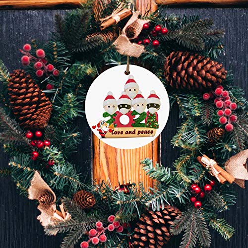 Watopi 5PC 2020 Navidad nuevo ornamento Santa llevando cara cubierta árbol de Navidad paz y amor Hnging decoración doble cara impreso