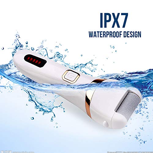 WaVes Electrica Pies,Removedor de callos eléctrico con pantalla LED de alimentación,Incluye 3 cabezas de rodillo y 1 cepillo de limpieza