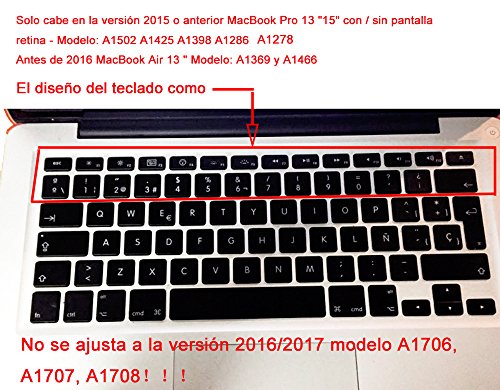 Wayes - española Adobe Photoshop PS atajos tapa del teclado Cubierta del teclado para MacBook Pro 13" 15" 17" & Air 13" MacBook Pro 13 15 Retina, EU/ISO Disposición Silicone / Silicona Skin