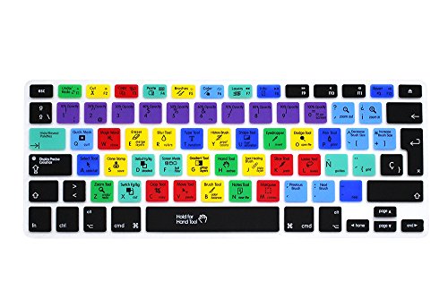 Wayes - española Adobe Photoshop PS atajos tapa del teclado Cubierta del teclado para MacBook Pro 13" 15" 17" & Air 13" MacBook Pro 13 15 Retina, EU/ISO Disposición Silicone / Silicona Skin