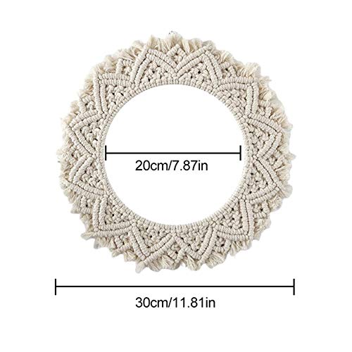 WBFN Wall Redondo del cordón Colgante Hecha a Mano Espejo Art Deco Cuerda de algodón Espejo Redondo for Sala de Estar (Color : B)