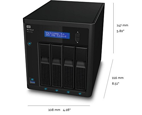 WD My Cloud Pro PR4100 Pro Series 4-Bay Almacenamiento en red NAS , WDBNFA0000NBK-EESN,Sin discos