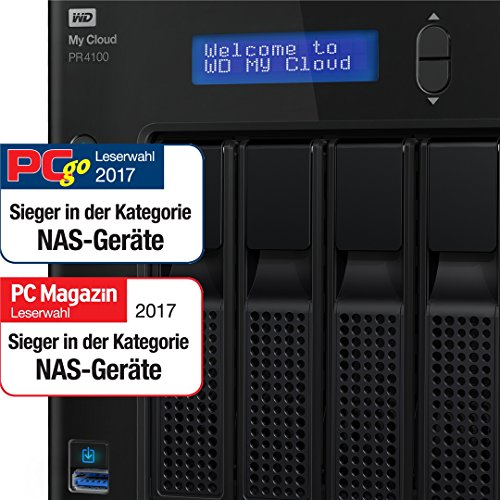 WD My Cloud Pro PR4100 Pro Series 4-Bay Almacenamiento en red NAS , WDBNFA0000NBK-EESN,Sin discos