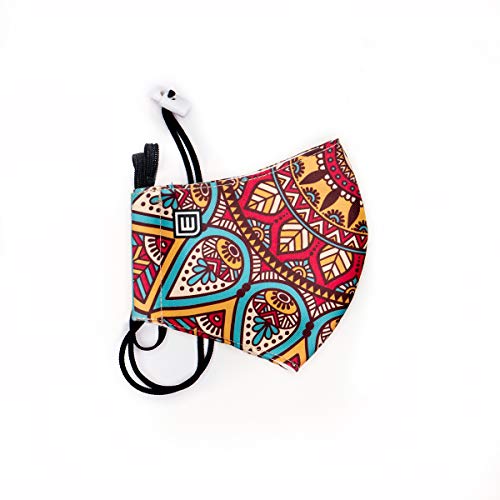 WEARK Mascarilla higienica reutilizable de microfibra fabricada en España con funda interior para filtro e innovador sistema de cierre (Adulto) Mandala