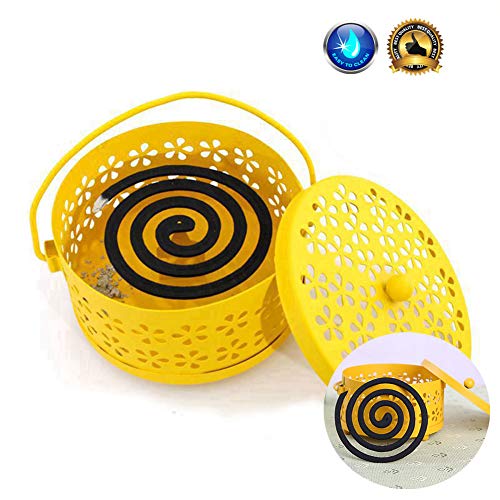 Wed2BB Soporte para mosquitos, diseño clásico, portátil, soporte para incienso de metal, color amarillo
