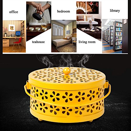 Wed2BB Soporte para mosquitos, diseño clásico, portátil, soporte para incienso de metal, color amarillo