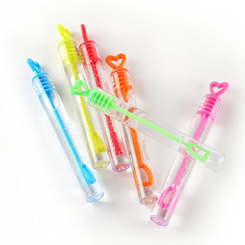 WeddingTree 48 Pompas de Jabon Boda Colorido - Pomperos Boda - con Mango en Forma de Corazón para Bodas, Bautizos, Cumpleaños, San Valentín u Otras Celebraciones