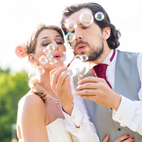 WeddingTree 48 Pompas de Jabon Boda Colorido - Pomperos Boda - con Mango en Forma de Corazón para Bodas, Bautizos, Cumpleaños, San Valentín u Otras Celebraciones