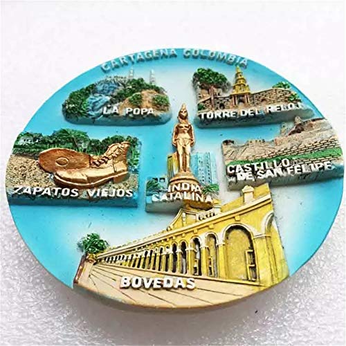 Weekinglo Souvenir Cartagena Colombia Imán de Nevera 3D Resina Artesanía Hecha A Mano Turista Viaje Ciudad Recuerdo Colección Carta Refrigerador Etiqueta