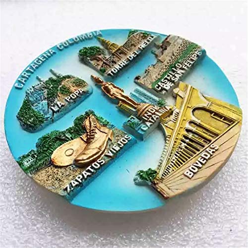 Weekinglo Souvenir Cartagena Colombia Imán de Nevera 3D Resina Artesanía Hecha A Mano Turista Viaje Ciudad Recuerdo Colección Carta Refrigerador Etiqueta