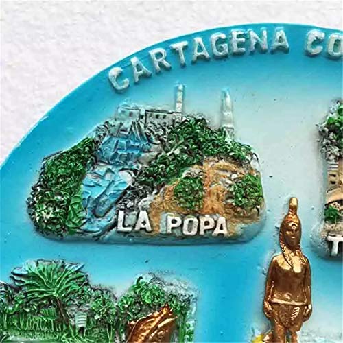 Weekinglo Souvenir Cartagena Colombia Imán de Nevera 3D Resina Artesanía Hecha A Mano Turista Viaje Ciudad Recuerdo Colección Carta Refrigerador Etiqueta