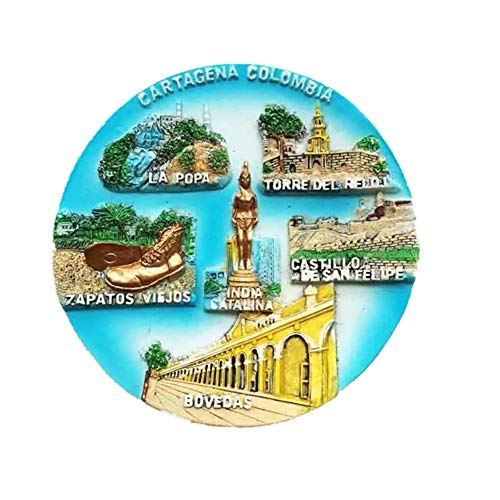 Weekinglo Souvenir Cartagena Colombia Imán de Nevera 3D Resina Artesanía Hecha A Mano Turista Viaje Ciudad Recuerdo Colección Carta Refrigerador Etiqueta