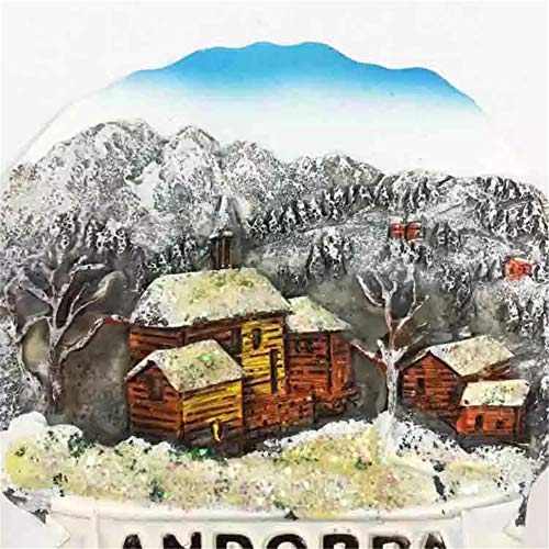 Weekinglo Souvenir Frigorífico Imán Nieve Andorra Resina 3D Artesanía Hecha A Mano Turista Viaje Ciudad Recuerdo Colección Carta Refrigerador Etiqueta