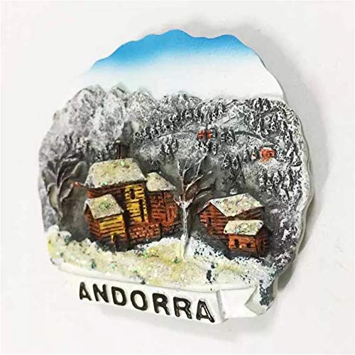 Weekinglo Souvenir Frigorífico Imán Nieve Andorra Resina 3D Artesanía Hecha A Mano Turista Viaje Ciudad Recuerdo Colección Carta Refrigerador Etiqueta