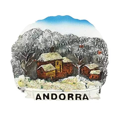 Weekinglo Souvenir Frigorífico Imán Nieve Andorra Resina 3D Artesanía Hecha A Mano Turista Viaje Ciudad Recuerdo Colección Carta Refrigerador Etiqueta
