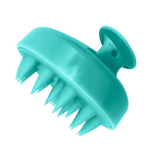 WeiHaoJian Pelo Cuero Cabelludo Masajeador, Húmedo y Seco Champú Cepillo Cuero Cabelludo Masaje Cepillo con Blanda Goma Silicona Cepillo de Pelo - Verde Claro
