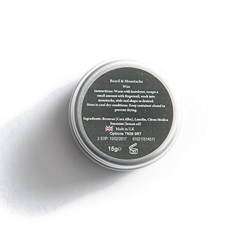 Well Groomed Wizard Cera Fuerte para la Barba y Bigote, Cera de abejas y limón,15ml, estilo con un Cepillo o Peine