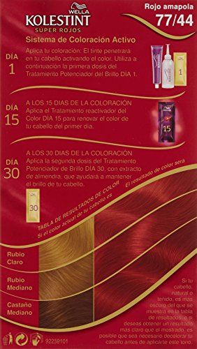 Wella Kolestint Tinte De Cabello Kit, Tono 7744 Rojo Cobrizo 210 g