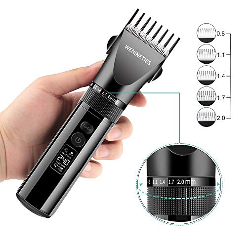 WENINETIES Cortapelos Profesional Hombre Máquina de Cortar Pelo Recortador de Barba Recargable Pantalla LED