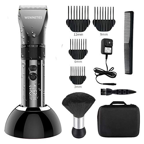 WENINETIES Cortapelos Profesional Hombre Máquina de Cortar Pelo Recortador de Barba Recargable Pantalla LED