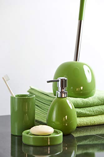 Wenko Polaris Dosificador Jabón 0.39 L, Cerámica, Verde, 9x9.5x16 cm