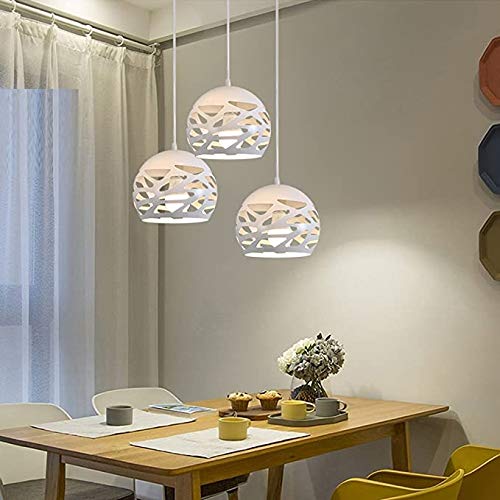 WENMIN Suspensión Lámpara Moderna Lámpara Elegante Creativo Redondo Blanco del Hierro Cable Design Techo De La Pantalla para La Cocina Comedor Balcón Garret Iluminación Clásica Una Suspensión