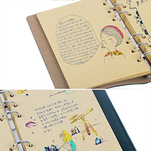 Wenosda Cuaderno de escritura Vintage/Bloc de notas Patrón de mariposa Sketchbook de cuero retro para escribir Diario Travel (amarillo, 7.3×5.1 pulgadas, 185 * 130 mm)