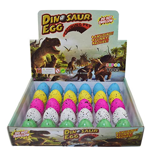 Wenosda Huevos de Dinosaurio Juguete Novedad Huevo de Dinosaurio para incubar para niños Paquete de Gran tamaño de 30 Piezas (Punto de Color)
