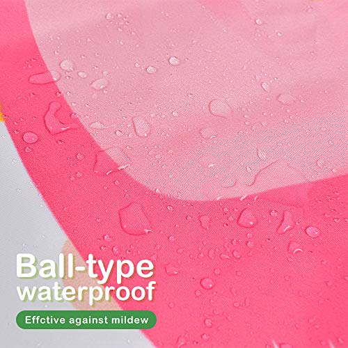 WERNNSAI Cortina Baño de Flamenco - 180 x 180cm Cortina de Ducha con Gancho Cortina Plastico Poliéster Hojas Tropicales Flores Patrones de Piña Decoración