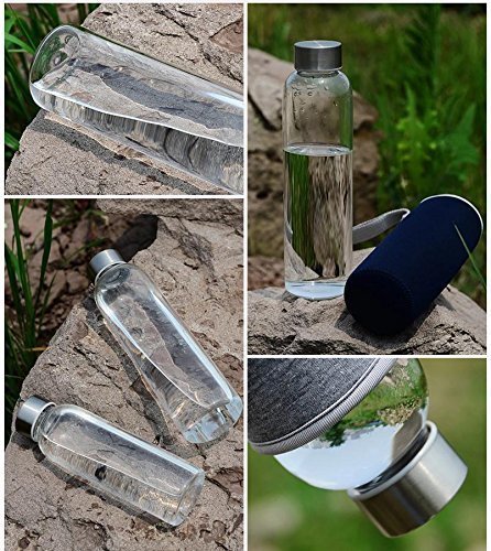 Westeng Deportes Botella de Vidrio Portátil y Nylon de Protectora bolsa-360ml