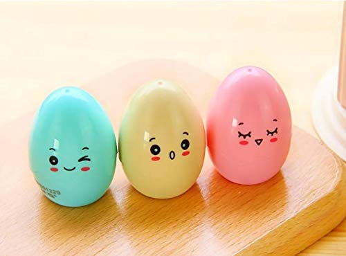 Westeng Pack de 3 Kawaii Cartoon Diseño de huevos de plástico solo agujero Sacapuntas(color al azar)