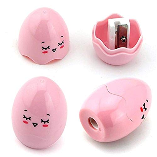 Westeng Pack de 3 Kawaii Cartoon Diseño de huevos de plástico solo agujero Sacapuntas(color al azar)