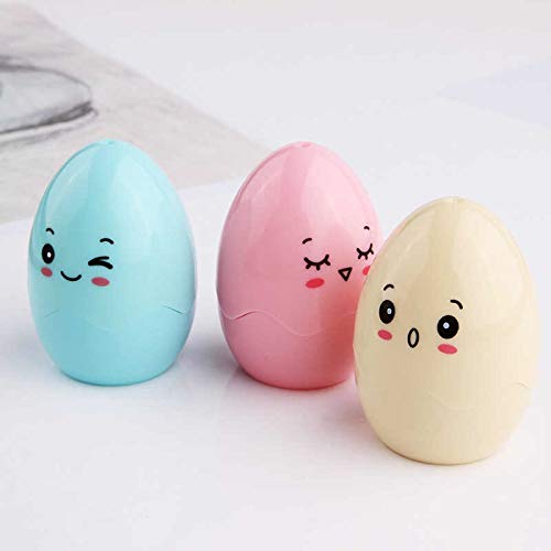 Westeng Pack de 3 Kawaii Cartoon Diseño de huevos de plástico solo agujero Sacapuntas(color al azar)