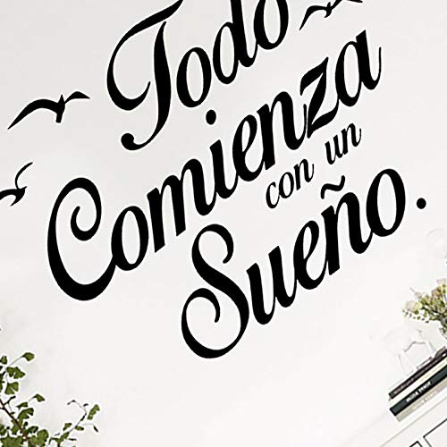 Westeng Pegatina Todo Comienza con un Sueño Etiqueta de la Pared Adhesivo Decorativo Hogar De La Decoración para Comedor Bares Cocinas Pasillo Negro Size 55 * 45cm