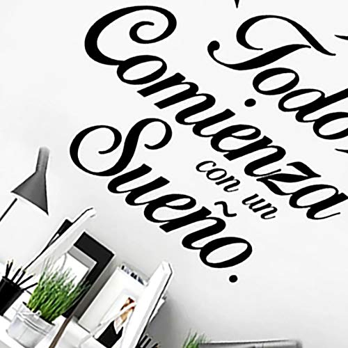 Westeng Pegatina Todo Comienza con un Sueño Etiqueta de la Pared Adhesivo Decorativo Hogar De La Decoración para Comedor Bares Cocinas Pasillo Negro Size 55 * 45cm