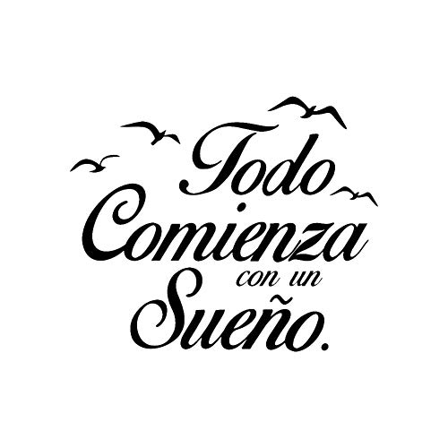 Westeng Pegatina Todo Comienza con un Sueño Etiqueta de la Pared Adhesivo Decorativo Hogar De La Decoración para Comedor Bares Cocinas Pasillo Negro Size 55 * 45cm