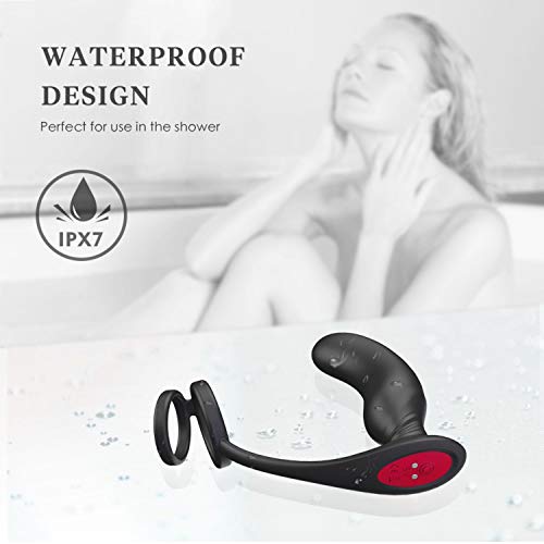 WEYLOVE Masaje Masculino Compañero Prostatě Víbrátóráginálnel Stimulus Training Plug, control remoto de 9 modos de vibración de doble anillo, 100% impermeable